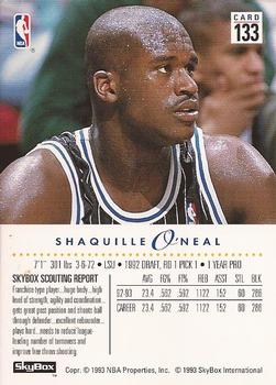 1993-94 SkyBox Premium #133 Shaquille O'Neal Back