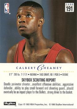 1993-94 SkyBox Premium #191 Calbert Cheaney Back