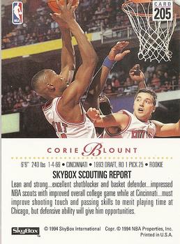 1993-94 SkyBox Premium #205 Corie Blount Back