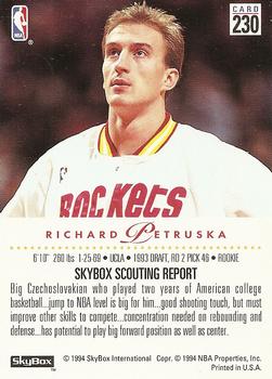 1993-94 SkyBox Premium #230 Richard Petruska Back
