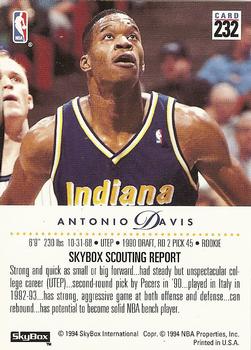 1993-94 SkyBox Premium #232 Antonio Davis Back