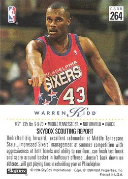 1993-94 SkyBox Premium #264 Warren Kidd Back