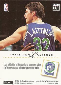 1993-94 SkyBox Premium #328 Christian Laettner Back
