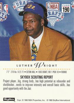 1993-94 SkyBox Premium #190 Luther Wright Back
