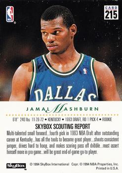 1993-94 SkyBox Premium #215 Jamal Mashburn Back