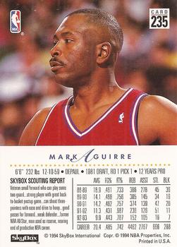 1993-94 SkyBox Premium #235 Mark Aguirre Back