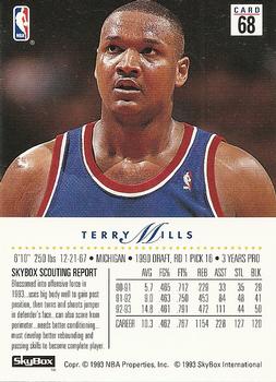 1993-94 SkyBox Premium #68 Terry Mills Back