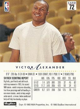 1993-94 SkyBox Premium #72 Victor Alexander Back