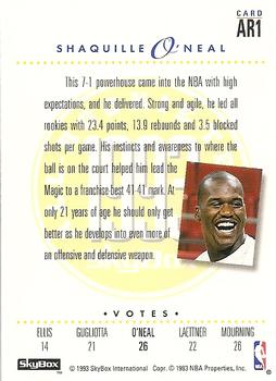 1993-94 SkyBox Premium - NBA All-Rookie Team #AR1 Shaquille O'Neal Back