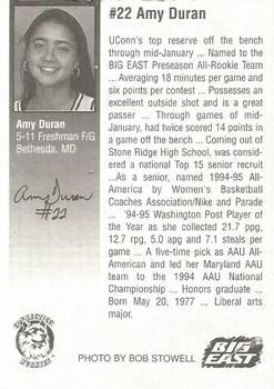 1995-96 Connecticut Huskies Women #NNO Amy Duran Back