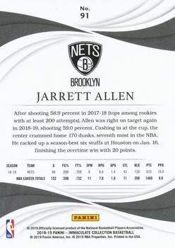 2018-19 Panini Immaculate Collection - Blue #91 Jarrett Allen Back