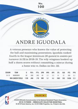2018-19 Panini Immaculate Collection - Blue #100 Andre Iguodala Back