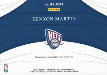 2018-19 Panini Immaculate Collection - Heralded Signatures Blue #HS-KMT Kenyon Martin Back