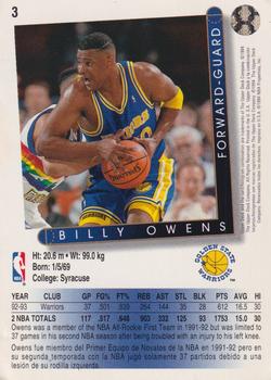 1993-94 Upper Deck Golden Grahams (Spanish) #3 Billy Owens Back