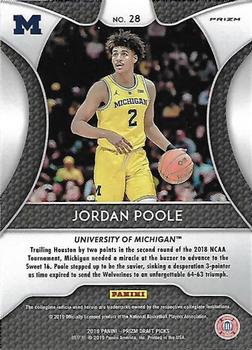2019 Panini Prizm Draft Picks - Prizms Blue #28 Jordan Poole Back