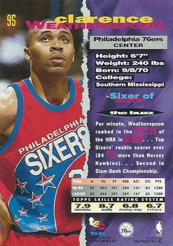 1993-94 Stadium Club - First Day Issue #95 Clarence Weatherspoon Back