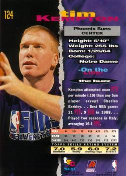 1993-94 Stadium Club - First Day Issue #124 Tim Kempton Back