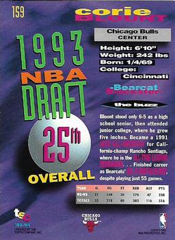 1993-94 Stadium Club - First Day Issue #159 Corie Blount Back