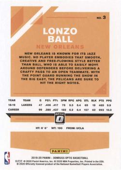 2019-20 Donruss Optic #3 Lonzo Ball Back