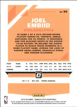 2019-20 Donruss Optic #95 Joel Embiid Back
