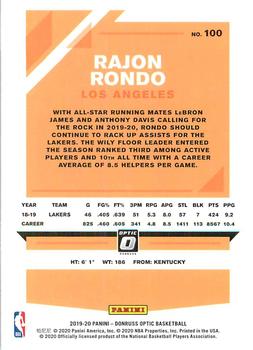 2019-20 Donruss Optic #100 Rajon Rondo Back