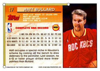 1993-94 Topps #17 Matt Bullard Back