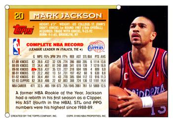 1993-94 Topps #20 Mark Jackson Back