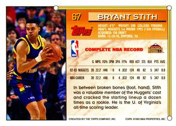 1993-94 Topps #67 Bryant Stith Back