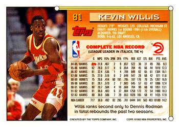 1993-94 Topps #81 Kevin Willis Back