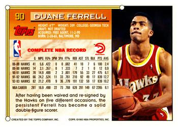 1993-94 Topps #90 Duane Ferrell Back