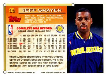 1993-94 Topps #95 Jeff Grayer Back
