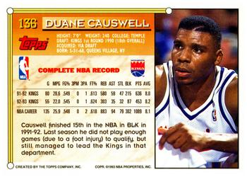 1993-94 Topps #136 Duane Causwell Back