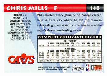 1993-94 Topps #148 Chris Mills Back
