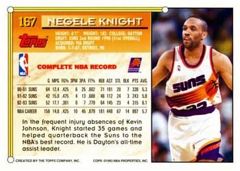1993-94 Topps #167 Negele Knight Back