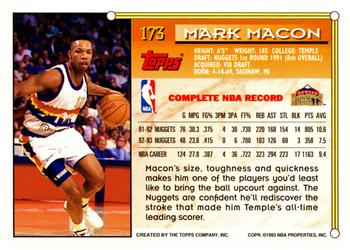 1993-94 Topps #173 Mark Macon Back