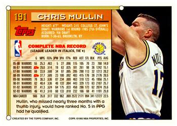 1993-94 Topps #191 Chris Mullin Back