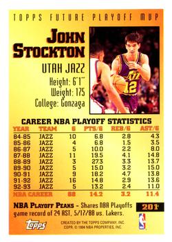 1993-94 Topps #201 John Stockton Back