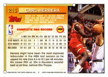 1993-94 Topps #216 Carl Herrera Back