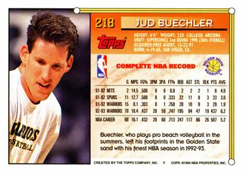 1993-94 Topps #218 Jud Buechler Back