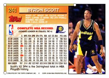 1993-94 Topps #241 Byron Scott Back