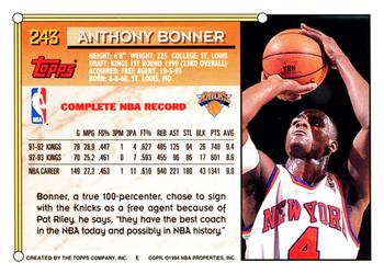 1993-94 Topps #243 Anthony Bonner Back