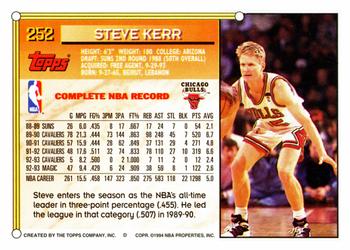 1993-94 Topps #252 Steve Kerr Back