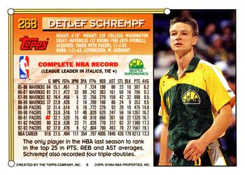 1993-94 Topps #268 Detlef Schrempf Back