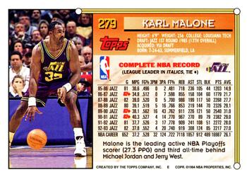 1993-94 Topps #279 Karl Malone Back