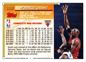 1993-94 Topps #288 Horace Grant Back