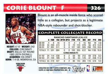 1993-94 Topps #326 Corie Blount Back