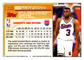 1993-94 Topps #335 Randy Brown Back