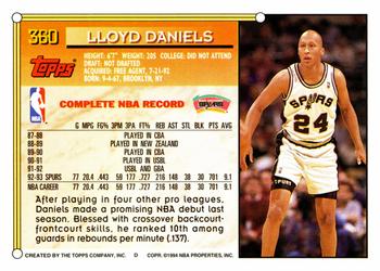 1993-94 Topps #360 Lloyd Daniels Back