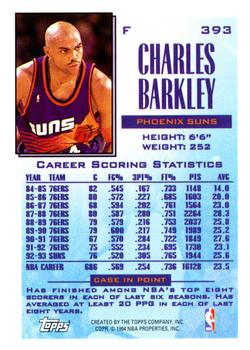 1993-94 Topps #393 Charles Barkley Back