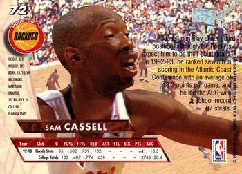 1993-94 Ultra #72 Sam Cassell Back